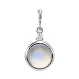 Platinum 8 mm Natural Rainbow Moonstone & .03 CT Natural Diamond Pendant