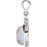 Platinum 8 mm Natural Rainbow Moonstone & .03 CT Natural Diamond Pendant
