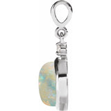 Sterling Silver 8 mm Natural White Opal & .03 CT Natural Diamond Pendant