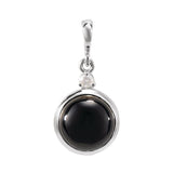 14K White Gold 8 mm Natural Black Onyx & .03 CT Natural Diamond Cabochon Pendant