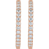 14K Rose Gold 5 CTW Natural Diamond Inside-Outside Hinged 37.8 mm Hoop Earrings
