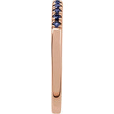 14K Rose Gold Lab-Grown Blue Sapphire Stackable Rin