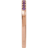 14K Rose Gold Natural Amethyst Stackable Rin
