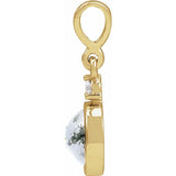 14K Yellow Gold 6 mm Natural Moss Agate & .03 CTW Natural Diamond Pendant
