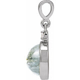 Sterling Silver 8 mm Natural Moss Agate & .03 CTW Natural Diamond Pendant