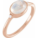 14K Rose Gold Natural Rainbow Moonstone & .03 CTW Natural Diamond Ring
