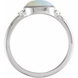14K White Gold Natural White Opal & .03 CTW Natural Diamond Ring