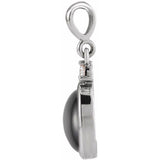 14K White Gold 10x8 mm Natural Black Onyx & .03 CT Natural Diamond Cabochon Pendant