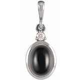 Platinum 10x8 mm Natural Black Onyx & .03 CT Natural Diamond Cabochon Pendant
