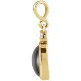 14K Yellow Gold 10x8 mm Natural Black Onyx & .03 CT Natural Diamond Cabochon Pendant