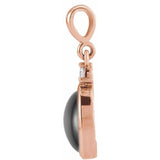 14K Rose Gold 5x3 mm Natural Black Onyx & .02 CT Natural Diamond Cabochon Pendant