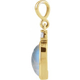 14K Yellow Gold 5x3 mm Natural Rainbow Moonstone & .02 CT Natural Diamond Cabochon Pendant