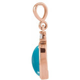 14K Rose Gold 5x3 mm Natural Turquoise & .02 CT Natural Diamond Cabochon Pendant