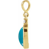 14K Yellow Gold 5x3 mm Natural Turquoise & .02 CT Natural Diamond Cabochon Pendant