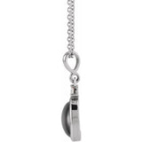 14K White Gold 9x7 mm Natural Black Onyx & .03 CT Natural Diamond 16-18" Necklace