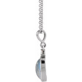 Sterling Silver 9x7 mm Natural Rainbow Moonstone & .03 CT Natural Diamond 16-18" Necklace