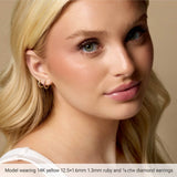 14K Yellow Gold Lab-Grown Blue Sapphire Hinged 12.5 mm Hoop Earrings