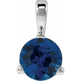 14K White Gold Lab-Grown Blue Sapphire Pendant