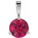14K White Gold Lab-Grown Ruby Pendant