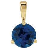 14K Yellow Gold Lab-Grown Blue Sapphire Pendant