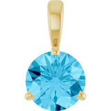 14K Yellow Gold Lab-Grown Aqua Sapphire Pendant