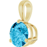 14K Yellow Gold Lab-Grown Aqua Sapphire Pendant