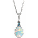 Platinum 6x4 mm Lab-Grown White Opal & Natural London Blue Topaz 16-18