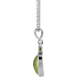 14K White Gold 8x6 mm Natural Peridot 16-18" Necklace