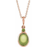 14K Rose Gold 6x4 mm Natural Peridot 16-18