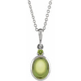 14K White Gold 6x4 mm Natural Peridot 16-18