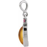 14K White Gold 6x4 mm Natural Citrine & Natural Pink Tourmaline Pendant