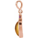 14K Rose Gold 8x6 mm Natural Citrine & Natural Pink Tourmaline Pendant