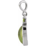 14K White Gold 6x4 mm Natural Peridot Pendant