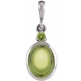 14K White Gold 8x6 mm Natural Peridot Pendant