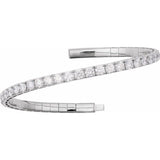 14K White Gold 5 CTW Lab-Grown Diamond  Flexible Bangle 7" Bracelet