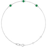 14K White Gold Natural Emerald Bezel-Set 3-Stone 6 1/2-7 1/2