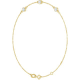 14K Yellow Gold Natural White Sapphire Bezel-Set 3-Stone 6 1/2-7 1/2" Bracelet