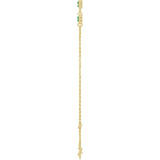 14K Yellow Gold Lab-Grown Emerald Bezel-Set Three-Stone 6 1/2-7 1/2" Bracelet