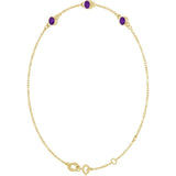 14K Yellow Gold Natural Amethyst Bezel-Set 3-Stone 6 1/2-7 1/2" Bracelet