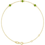 14K Yellow Gold Natural Peridot Bezel-Set 3-Stone 6 1/2-7 1/2