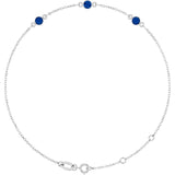 14K White Gold Lab-Grown Blue Sapphire Bezel-Set 3-Stone 6 1/2-7 1/2" Bracelet