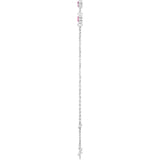 14K White Gold Natural Pink Tourmaline Bezel-Set Three-Stone 6 1/2-7 1/2" Bracelet