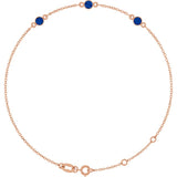 14K Rose Gold Lab-Grown Blue Sapphire Bezel-Set 3-Stone 6 1/2-7 1/2