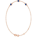 14K Rose Gold Lab-Grown Blue Sapphire Bezel-Set Three-Stone 6 1/2-7 1/2" Bracelet