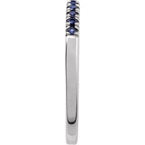 14K White Gold Natural Blue Sapphire Stackable Ring