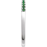 14K White Gold Natural Emerald Stackable Ring
