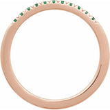 14K Rose Gold Natural Emerald Stackable Ring