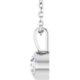 Platinum 1/3 CT Natural Diamond Bezel-Set Solitaire 16-18" Necklace