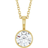 14K Yellow Gold 5/8 CT Lab-Grown Diamond Bezel-Set Solitaire 16-18