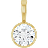 14K Yellow Gold 1/3 CT Natural Diamond Bezel-Set Solitaire Pendant
